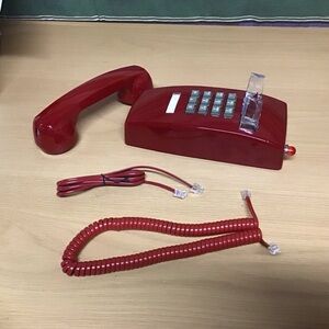 Bittel Retro Analog Wall Phone Red Touch Tone Corded Push Button